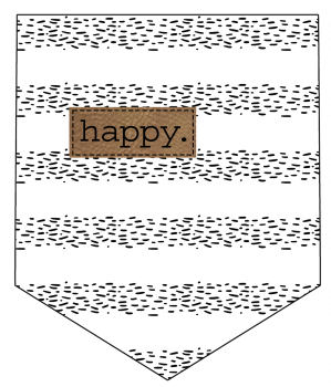 Taschen Patch - Kritzel Streifen - "HAPPY (Braun)"